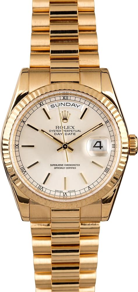 used rolex gold president day date|rolex presidential day date 40mm.